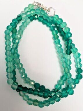 Genuine Green Onyx With Silver Clasp Necklace